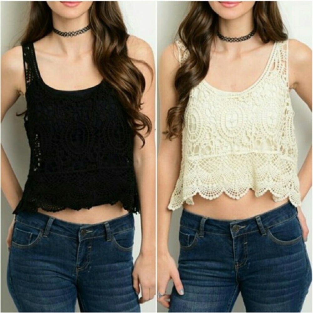 🎈🔥NWOT Black Crochet Crop Top