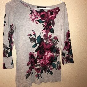 WHITE HOUSE BLACK MARKET FLORAL SWEATER