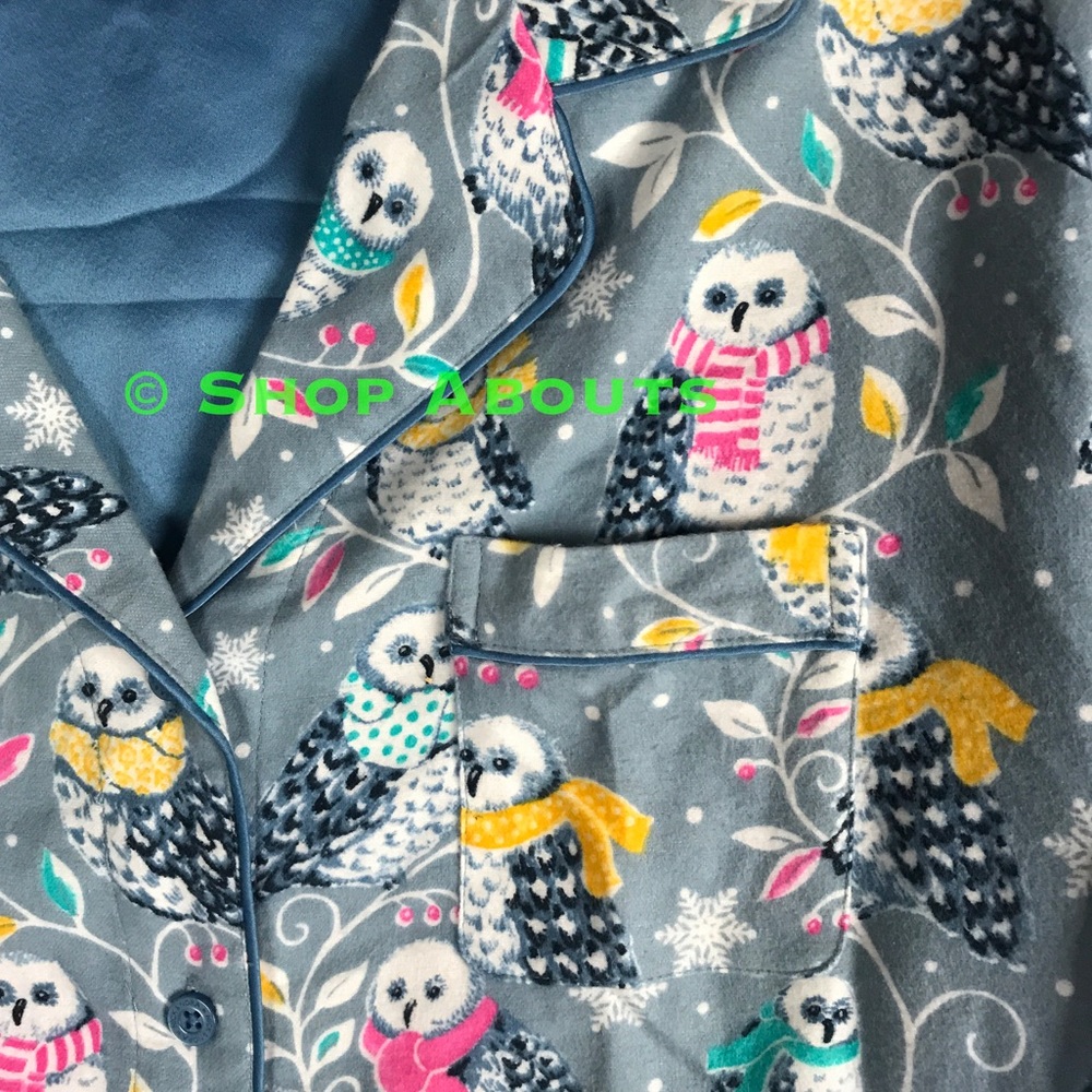 Nick & Nora Owl Flannel Pajama Set Sold Out New - Picture 5 of 8
