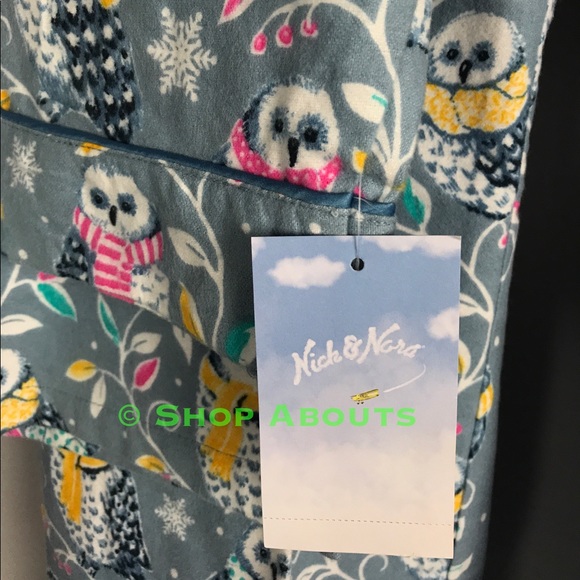 Nick & Nora Owl Flannel Pajama Set Sold Out New - Picture 7 of 8