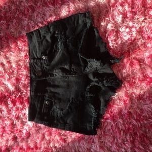 Black High Rise Stretch Shorties