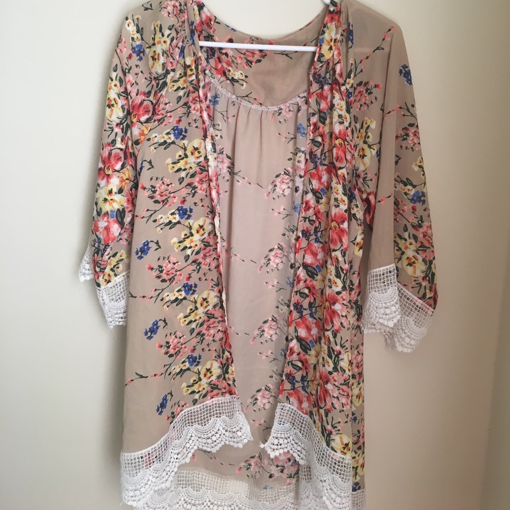 Fashion Floral Printed Loose Chiffon Cardigan.