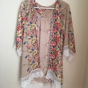 Fashion Floral Printed Loose Chiffon Cardigan.