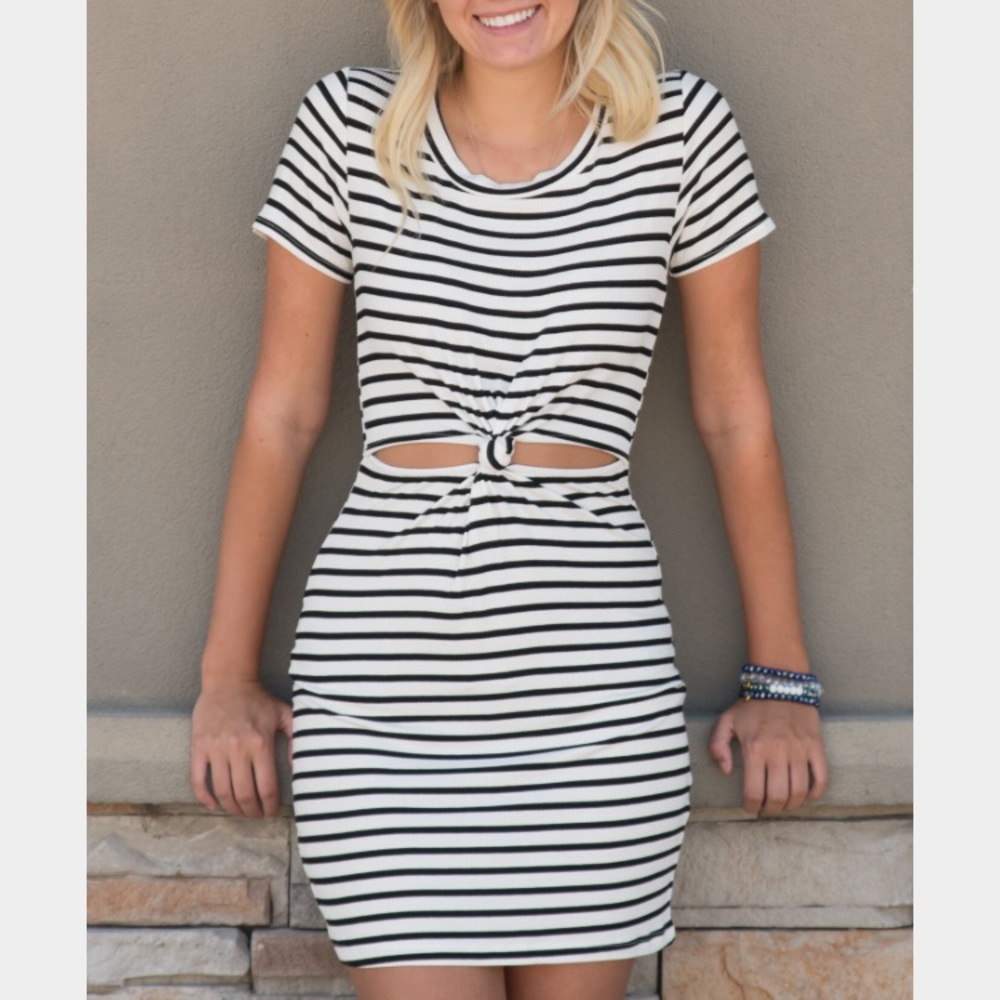 NWT kendall and kylie striped knotted tshirt dress