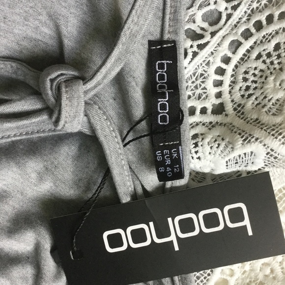 GRAY COLOR BOHO HALTER TOP WITH CROCHET TRIM  - Picture 8 of 8