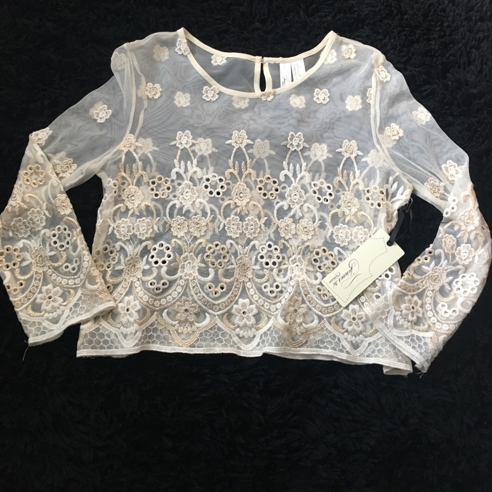 Sheer Cream Forever 21 EXCLUSIVE Blouse