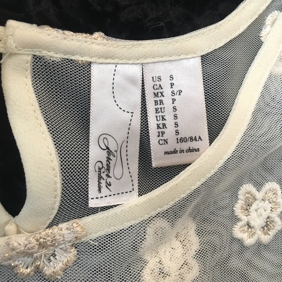 Sheer Cream Forever 21 EXCLUSIVE Blouse - Picture 3 of 5