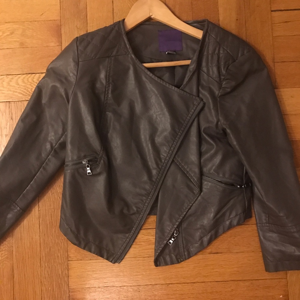 Charcoal grey faux leather jacket