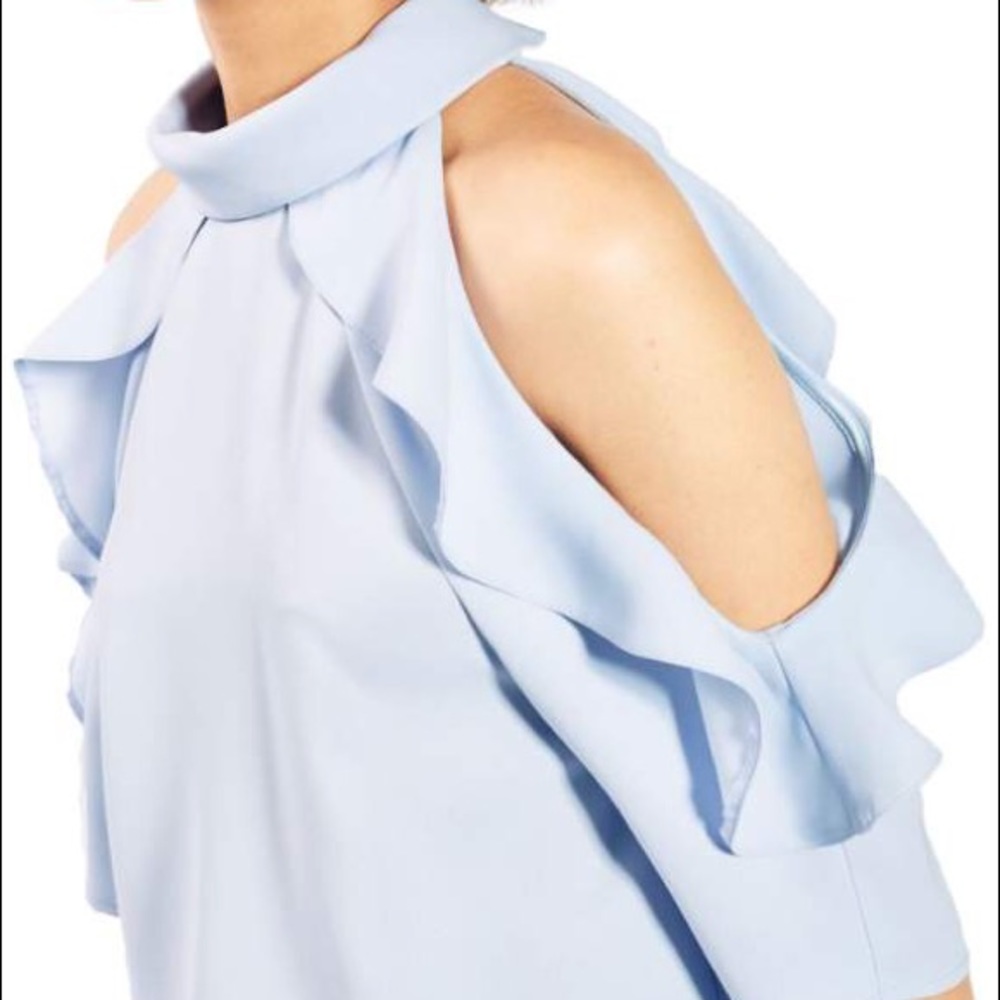 NWOT Blue Ruffle Blouse - Picture 2 of 3