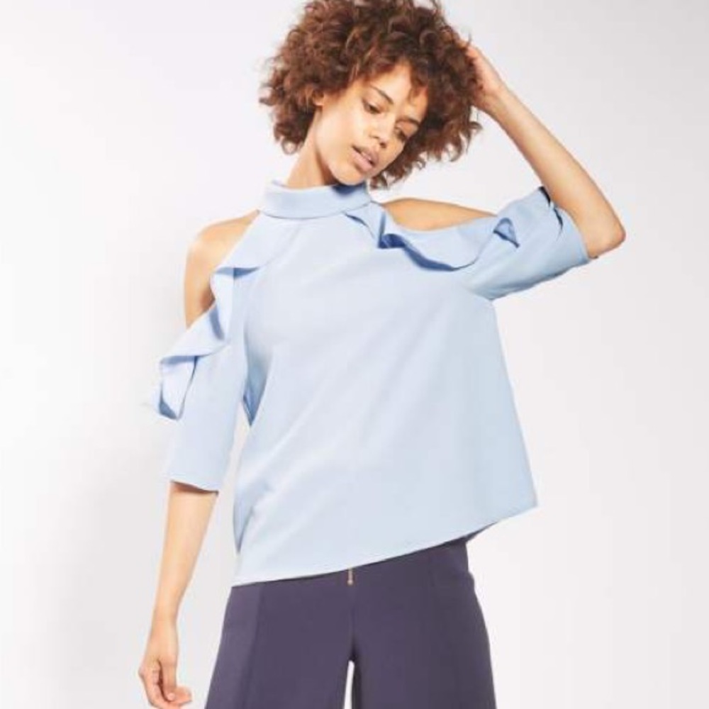 NWOT Blue Ruffle Blouse
