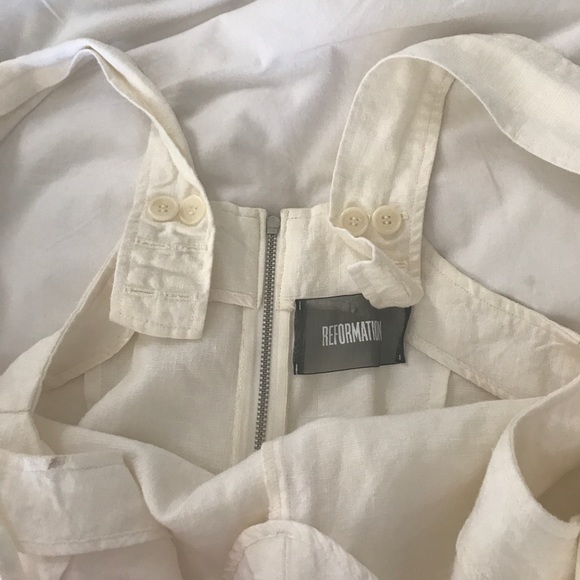 Reformation "Taryn" linen jumpsuit in cream Sz XS - Picture 5 of 7