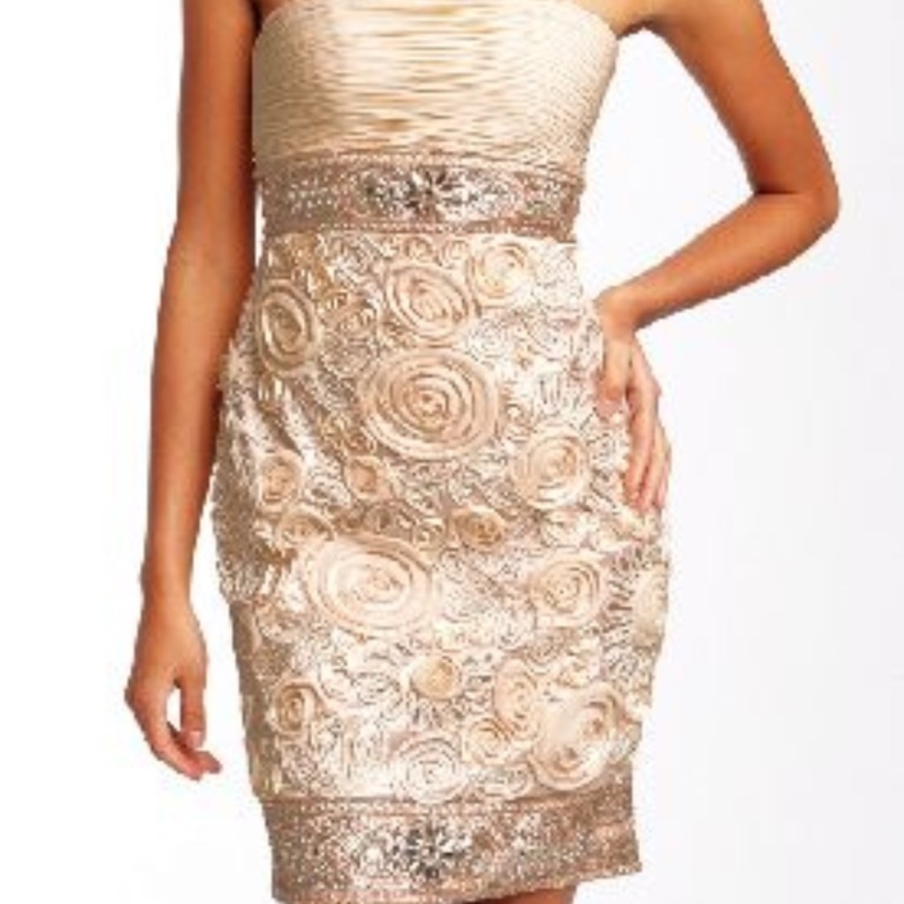 Sue Wong strapless empire waist cocktail dress