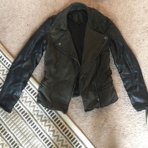 Max Jeans xs faux leather and denim jacket
