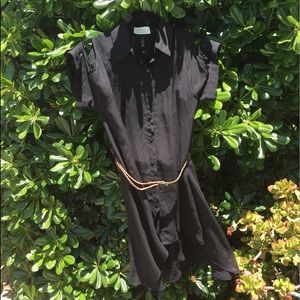 Semi-sheer, black Love Tree tunic with belt
