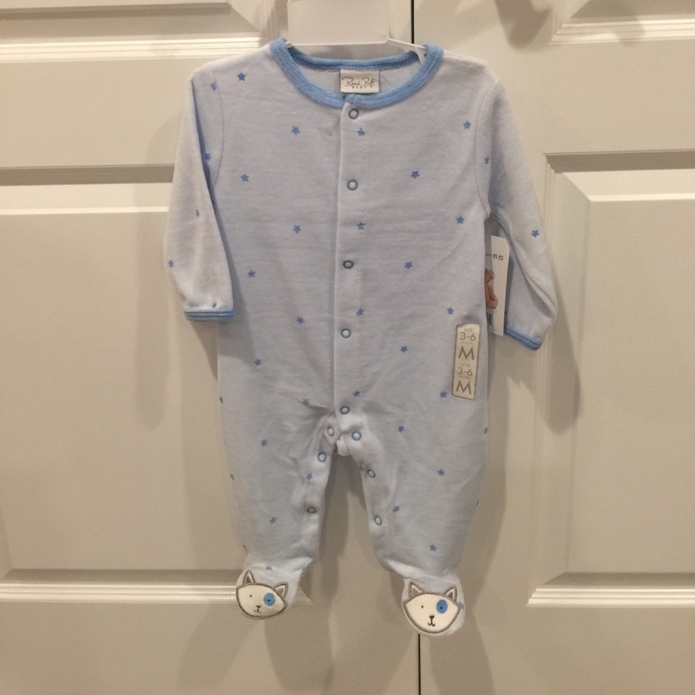 Boys baby blue Footie Pajamas with stars