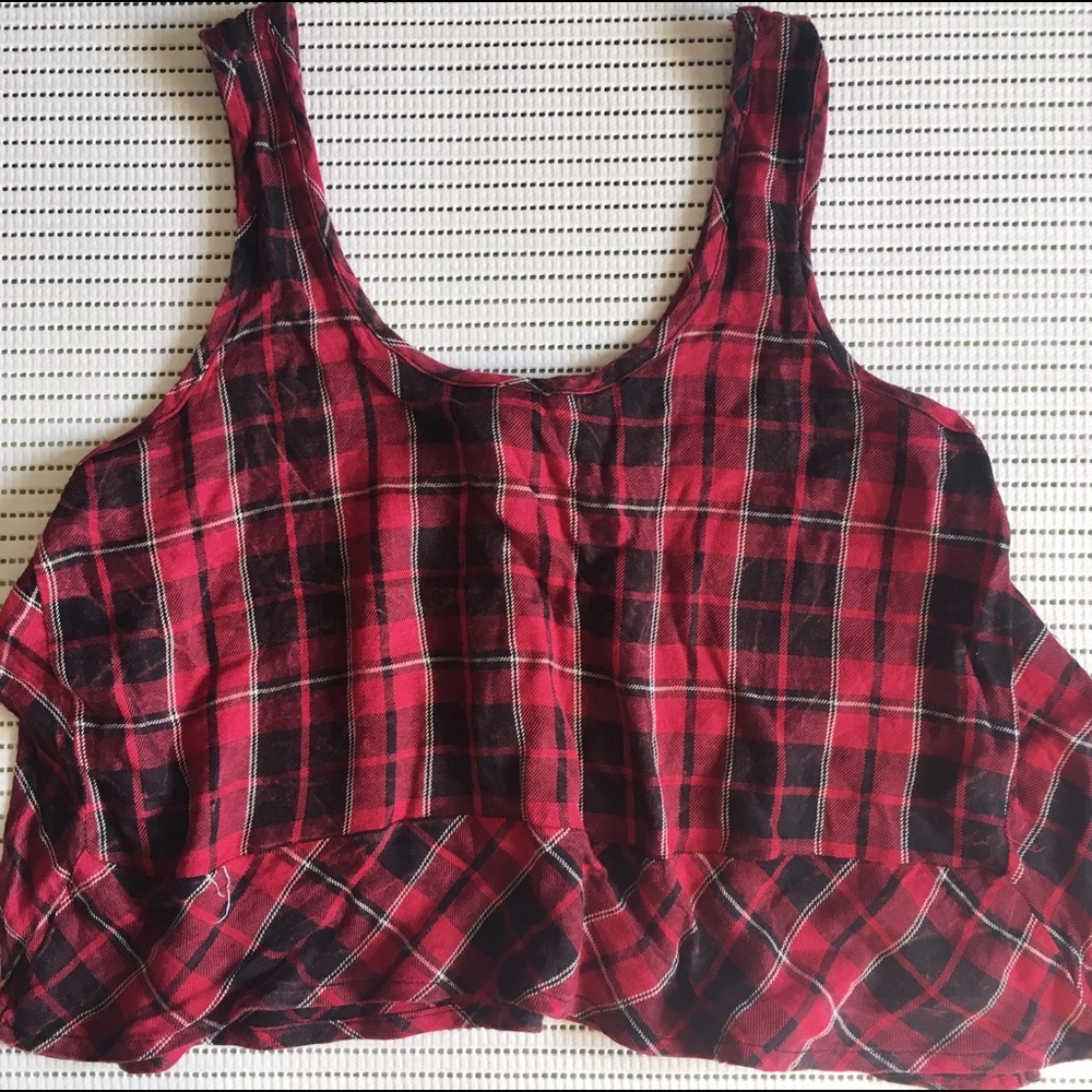 LA Hearts Flowy Crop Flannel Tank