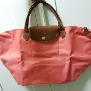 Original!! Longchamp Nylon top-handle (Peach M)