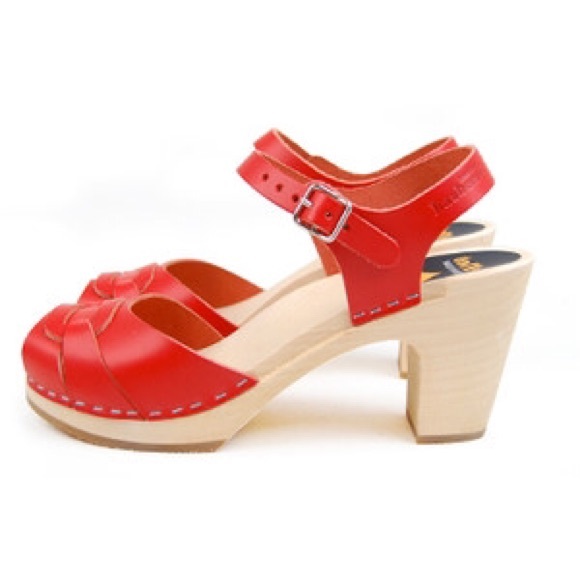 Swedish hasbeens peep toe super high red clog - Picture 2 of 7