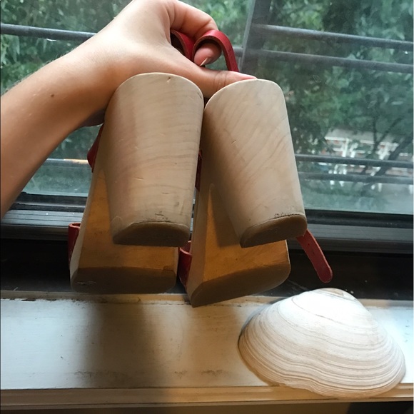 Swedish hasbeens peep toe super high red clog - Picture 4 of 7