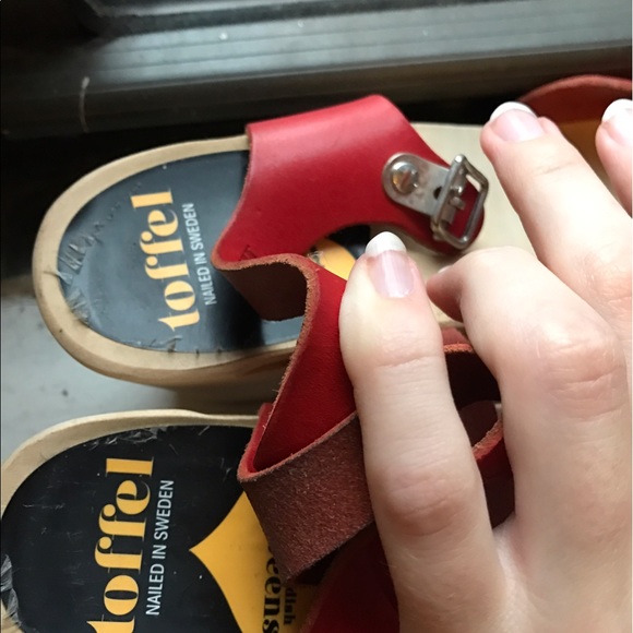 Swedish hasbeens peep toe super high red clog - Picture 5 of 7