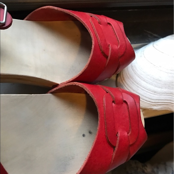 Swedish hasbeens peep toe super high red clog - Picture 6 of 7