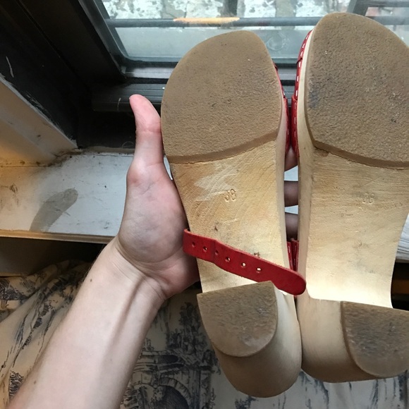 Swedish hasbeens peep toe super high red clog - Picture 7 of 7