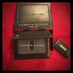 Men's trifold & valet leather wallet. W/money clip