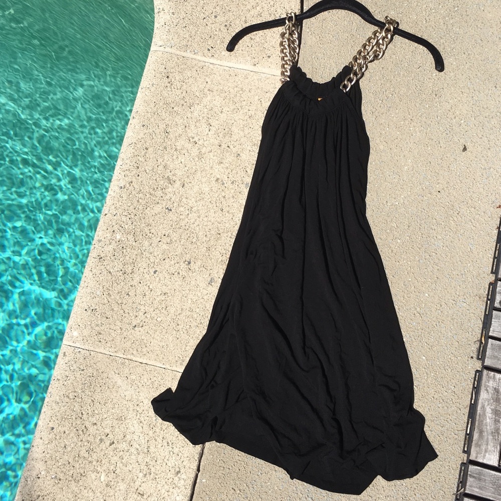 Rachel Palley trapeze dress w/ metal chain straps
