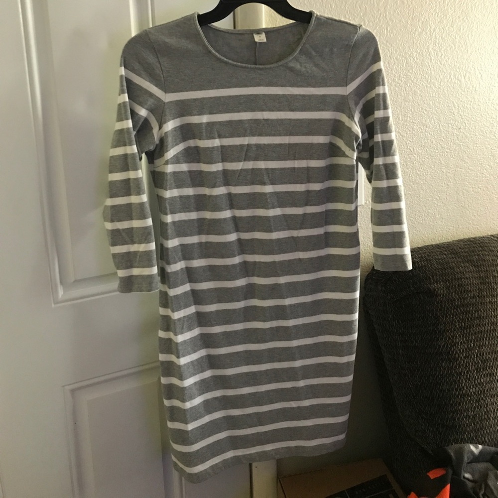 Gray and white striped dress