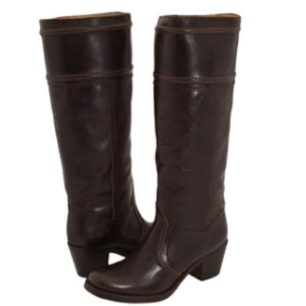 Frye 14 stitch Jane boots. Dark brown