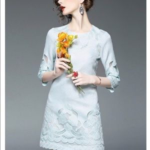 👒HP👒Embroidered A-line Hollow Out Mini Dress🌷🌷