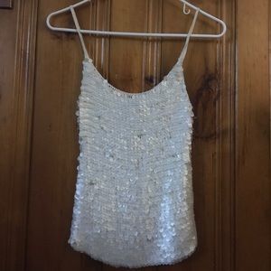 J crew whit sequin string tank