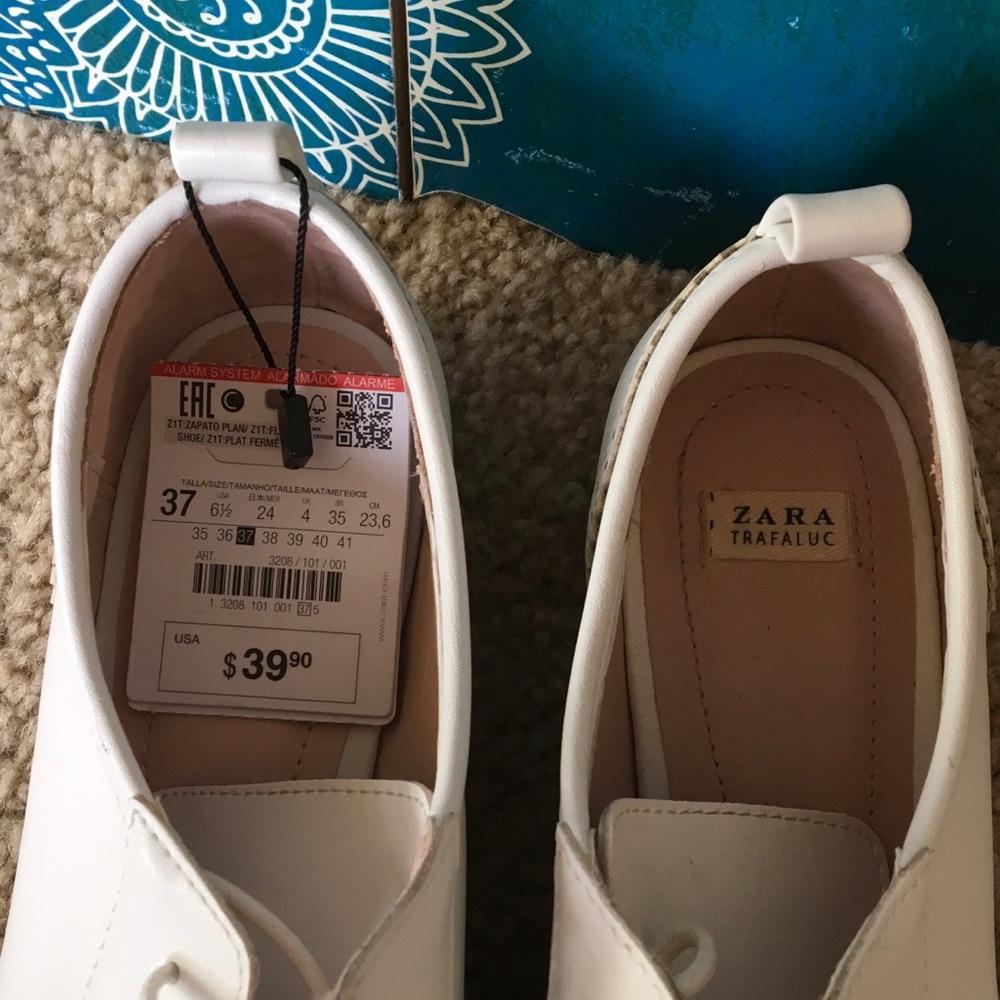 ZARA NEW W TAG TRAFALUC WHITE TIE GATSBY SHOE 61/2 - Picture 3 of 8