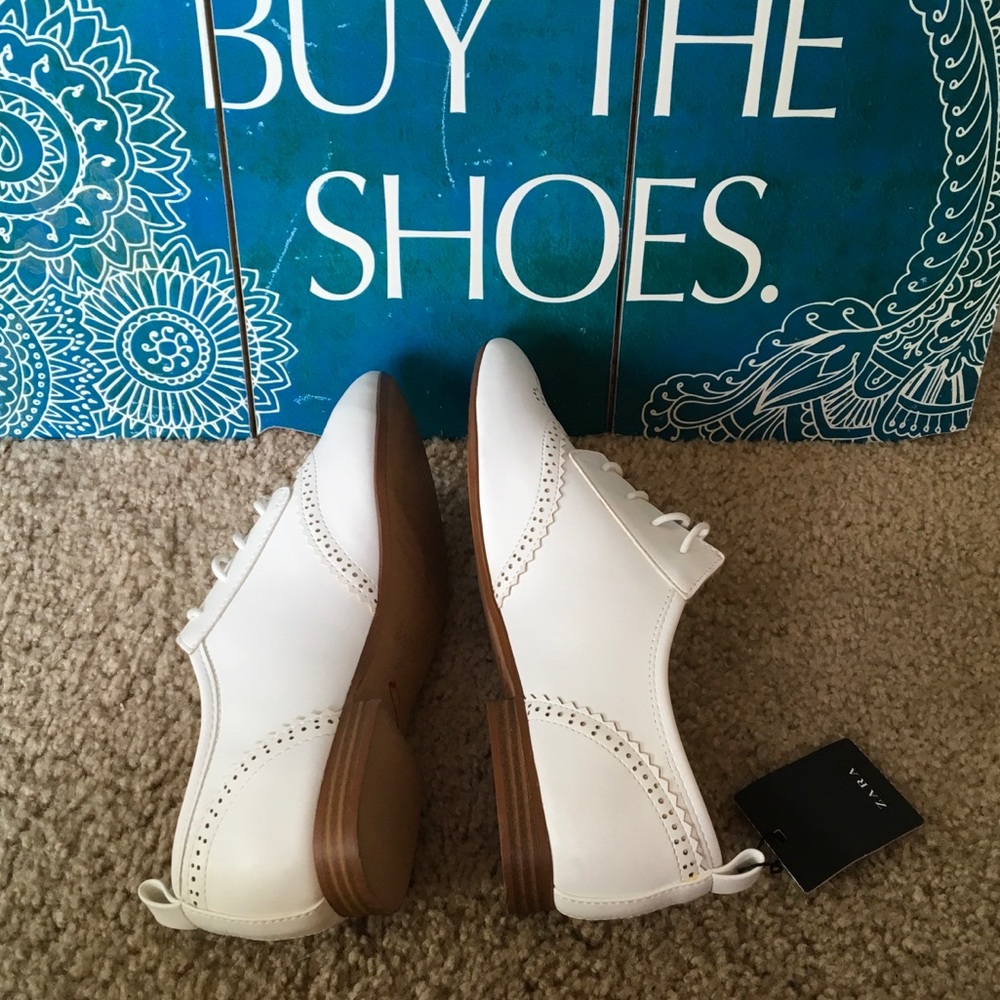 ZARA NEW W TAG TRAFALUC WHITE TIE GATSBY SHOE 61/2 - Picture 5 of 8