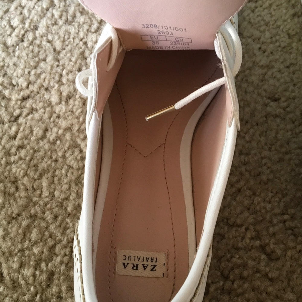 ZARA NEW W TAG TRAFALUC WHITE TIE GATSBY SHOE 61/2 - Picture 6 of 8