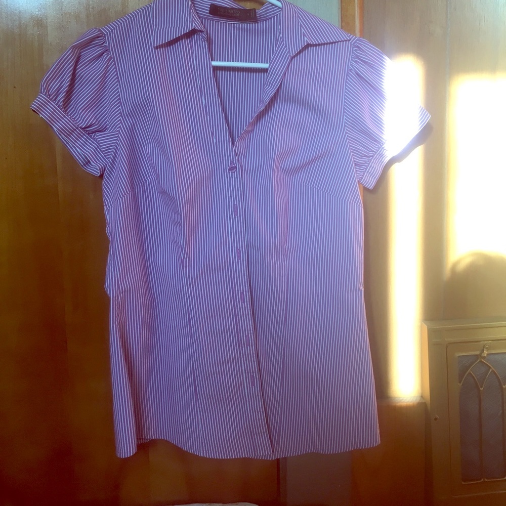 Button down short sleeved striped shirt