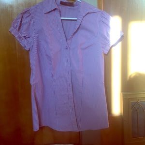 Button down short sleeved striped shirt