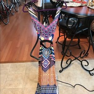 Multicolored Cut Out Maxi Dress!
