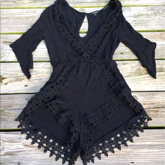 Ambiance Tops - STUNNING black lace romper!🖤🖤