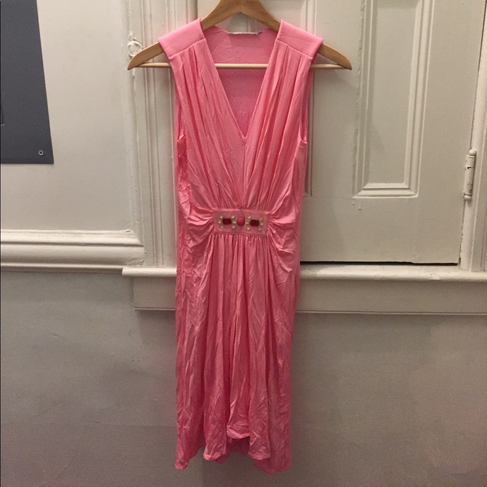 Stefanel baby pink knee length dress w rhinestones