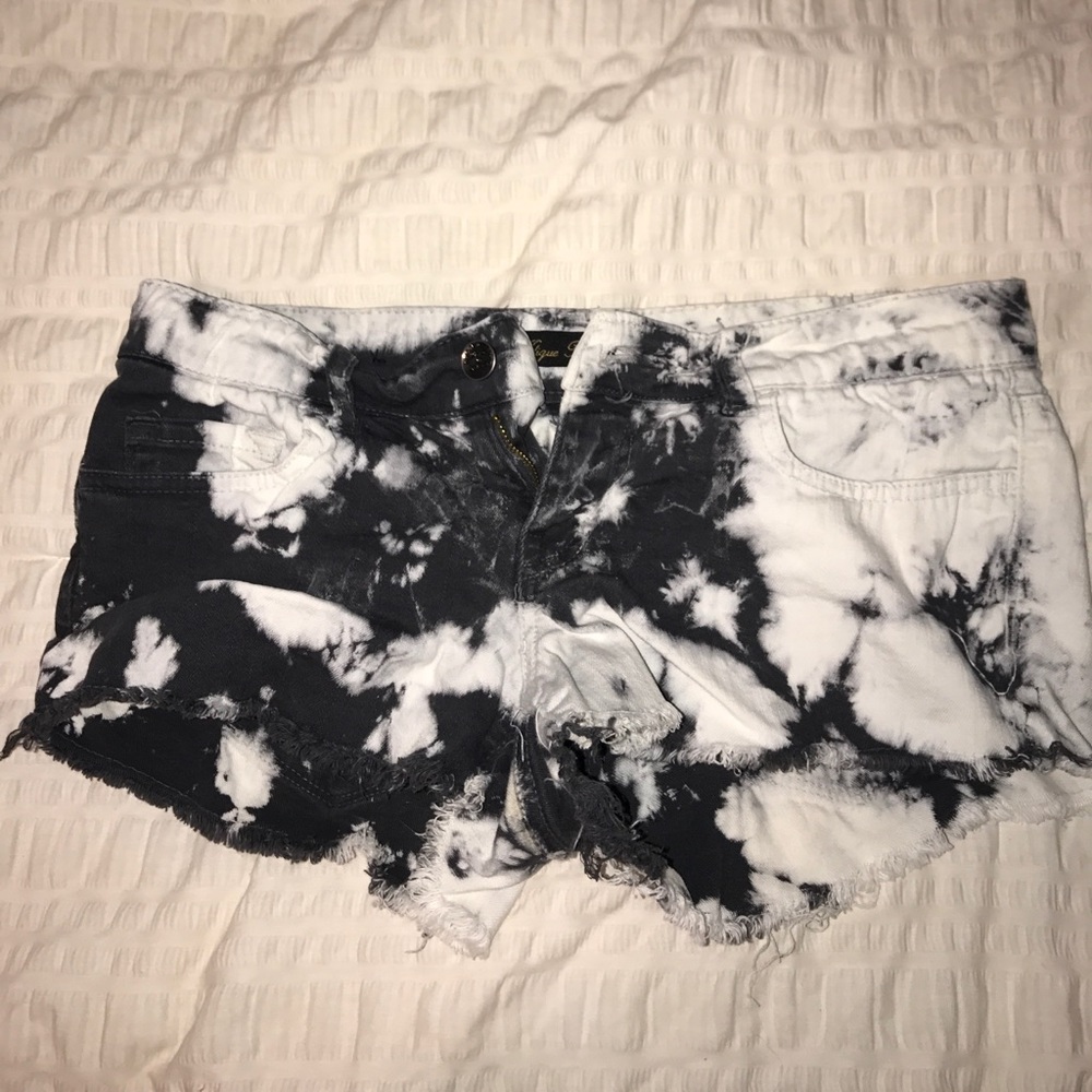 black & white tie dye shorts
