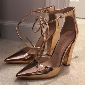 Rose gold lace up heels
