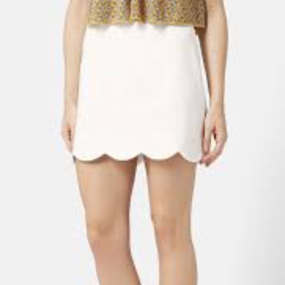 Topshop White Scalloped Hem Miniskirt
