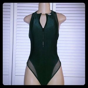 Green one piece racerback swimsuit