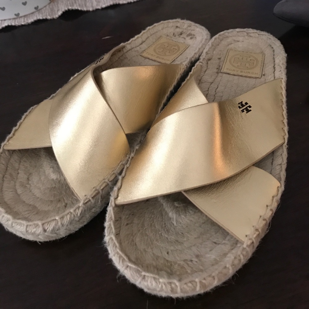 Tory Burch Bima Metallic Espadrille Slide