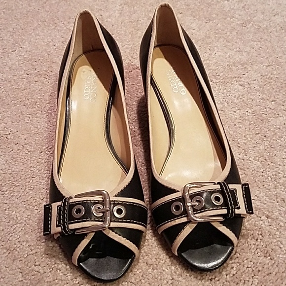 Shoes - Franco Sarto peep toe buckle heels