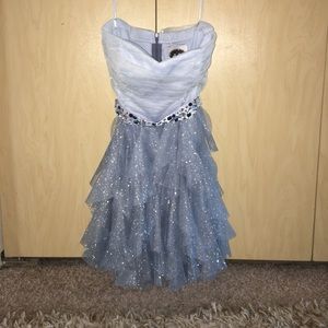 Glittery light/dark blue short homecoming dress