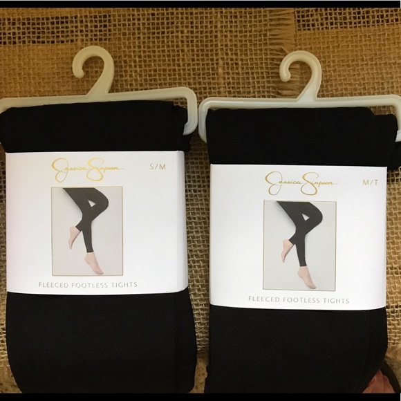 Jessica Simpson Black Fleece Leggings Tights - Picture 2 of 3