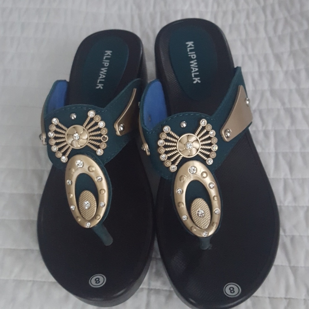 Nice teal wedge sandals