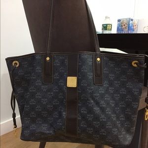 MCM Monogram Tote Bag (Navy)